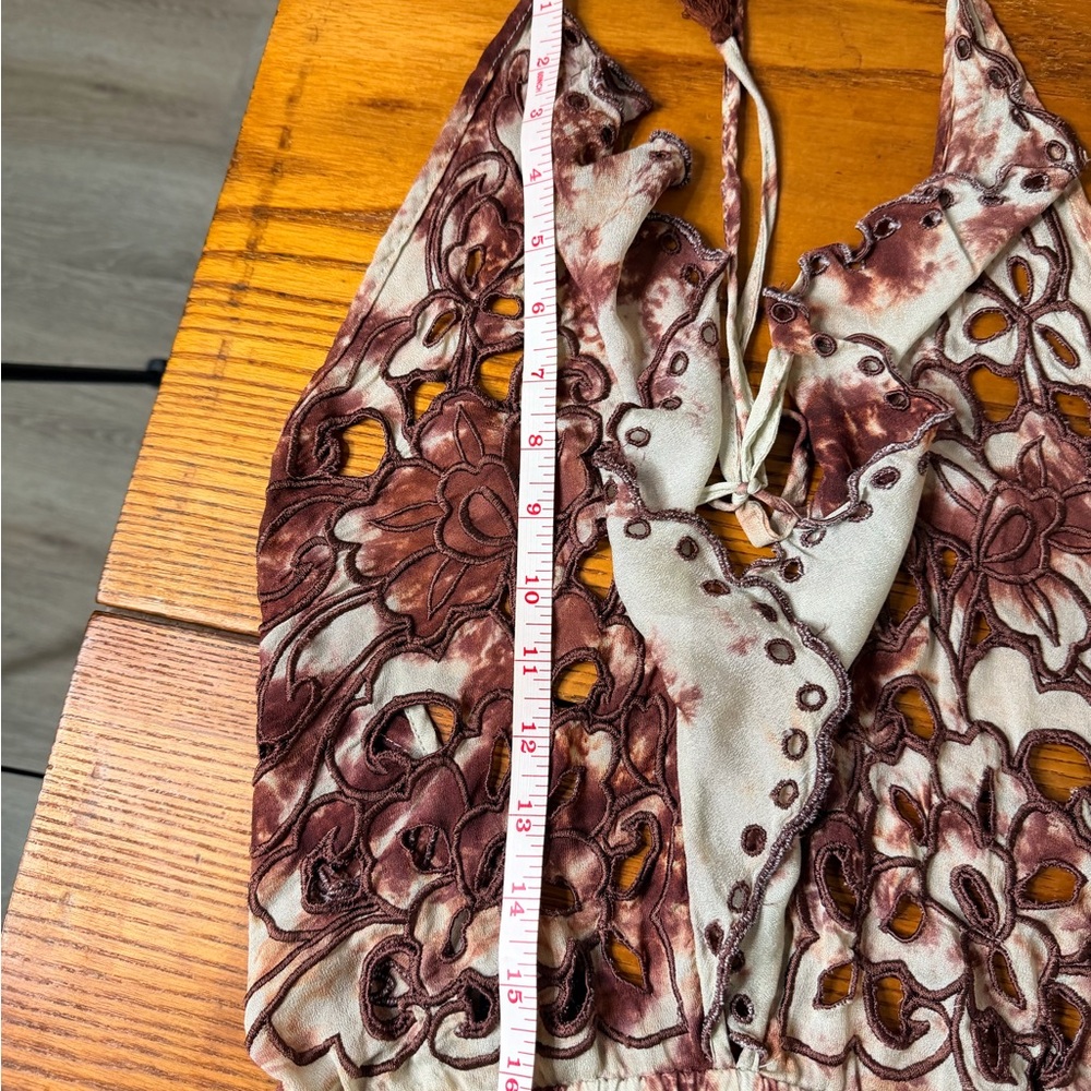 Free People Maroon and Cream Tie-Dye Romper - Picture 12 of 13
